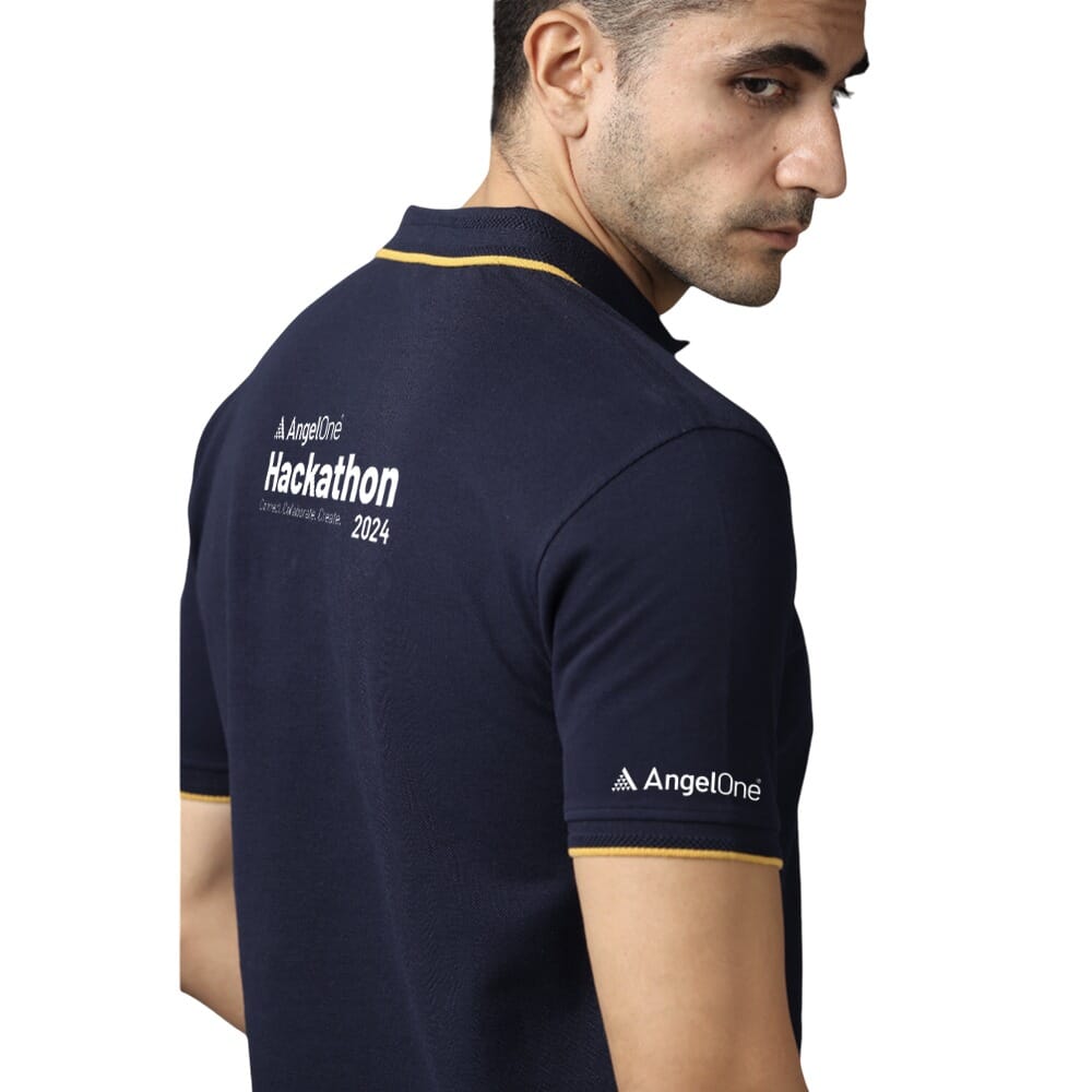 Hackathon T-Shirt-Navy Blue with Mustard